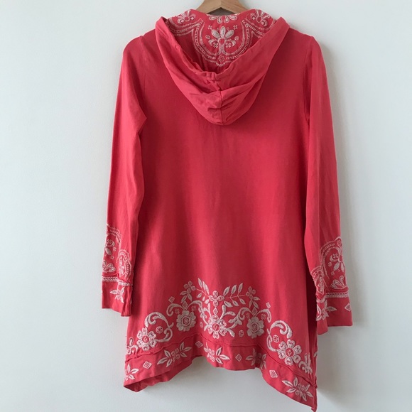 Johnny Was coral zip up hoodie - Picture 3 of 13